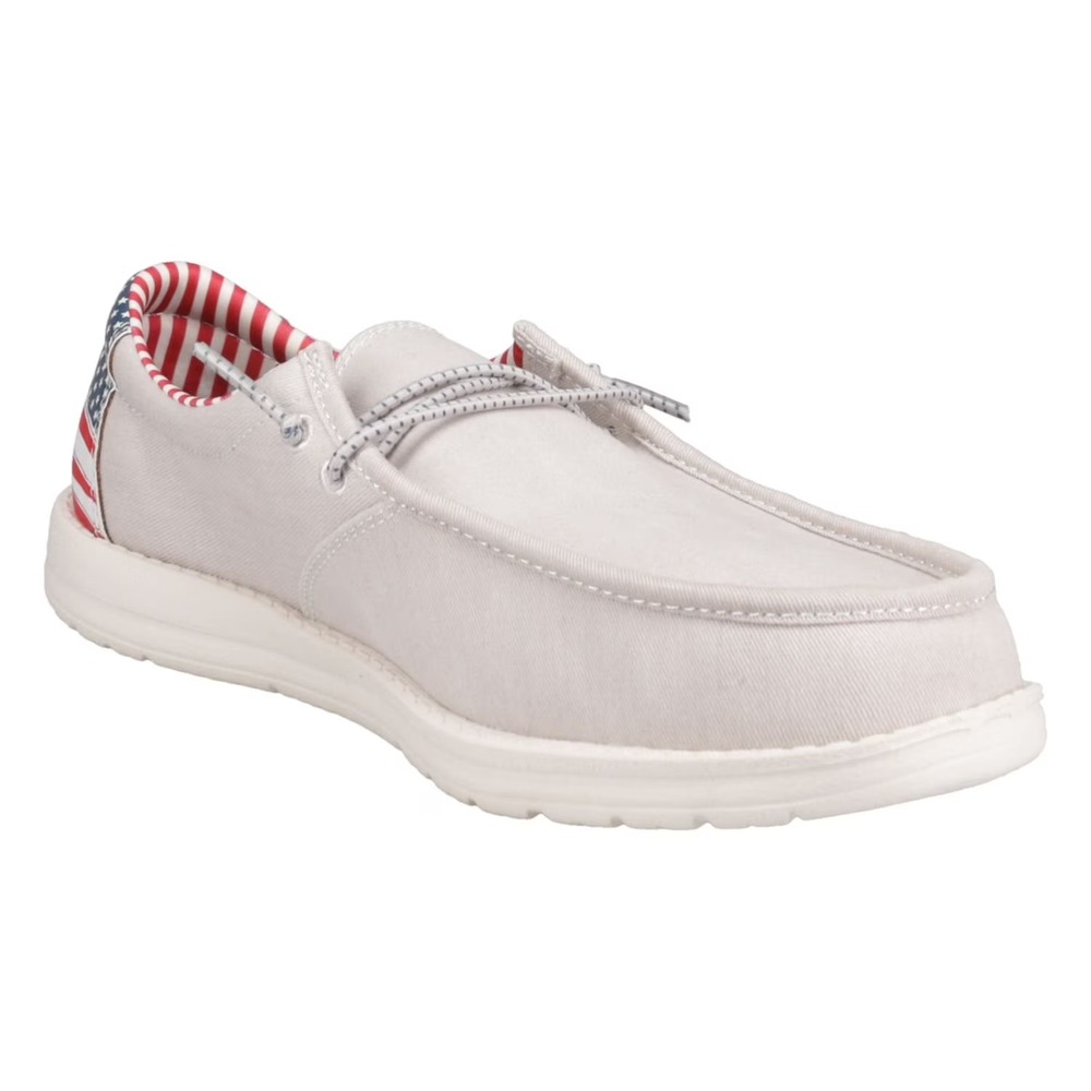 Eddie Bauer Mens Canvas Lace Up Loafer Grey USA Flag Size 10